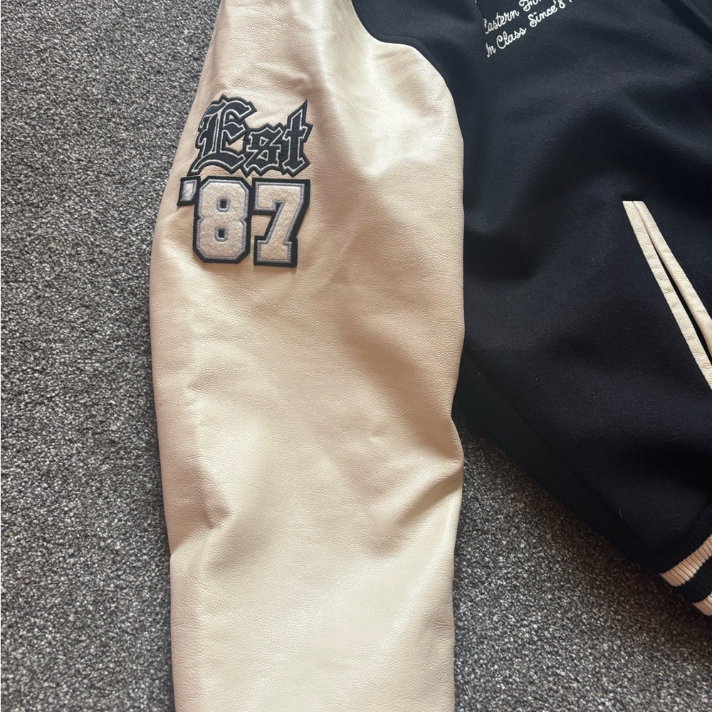 NWT Mens Sz XXL Aeropostale Champion Black and Cream Varsity Jacket - Picture 6 of 13